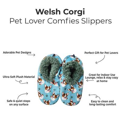 Show full view: E&S PETS Welsh Corgi Slippers, Light Blue, one size slide 2 of 4