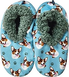 E&S PETS Welsh Corgi Slippers, Light Blue, one size