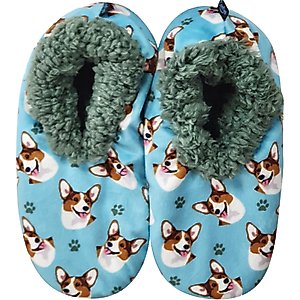 E&S PETS Welsh Corgi Slippers, Light Blue, one size