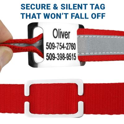 Show full view: GoTags Reflective Adjustable Personalized Nameplate Dog Collar, Orange, Small: 11 to 16-in neck, 5/8-in wide slide 3 of 8