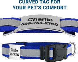 GoTags Reflective Adjustable Personalized Nameplate Dog Collar, Red, Large: 18 to 26-in neck, 1-in wide slide 2 of 7