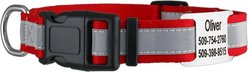 GoTags Reflective Adjustable Personalized Nameplate Dog Collar, Red, Medium: 14 to 20-in neck, 3/4-in wide