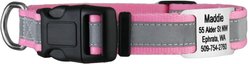 GoTags Reflective Adjustable Personalized Nameplate Dog Collar, Pink, Medium: 14 to 20-in neck, 3/4-in wide