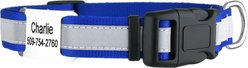 GoTags Reflective Adjustable Personalized Nameplate Dog Collar, Blue, Large: 18 to 26-in neck, 1-in wide
