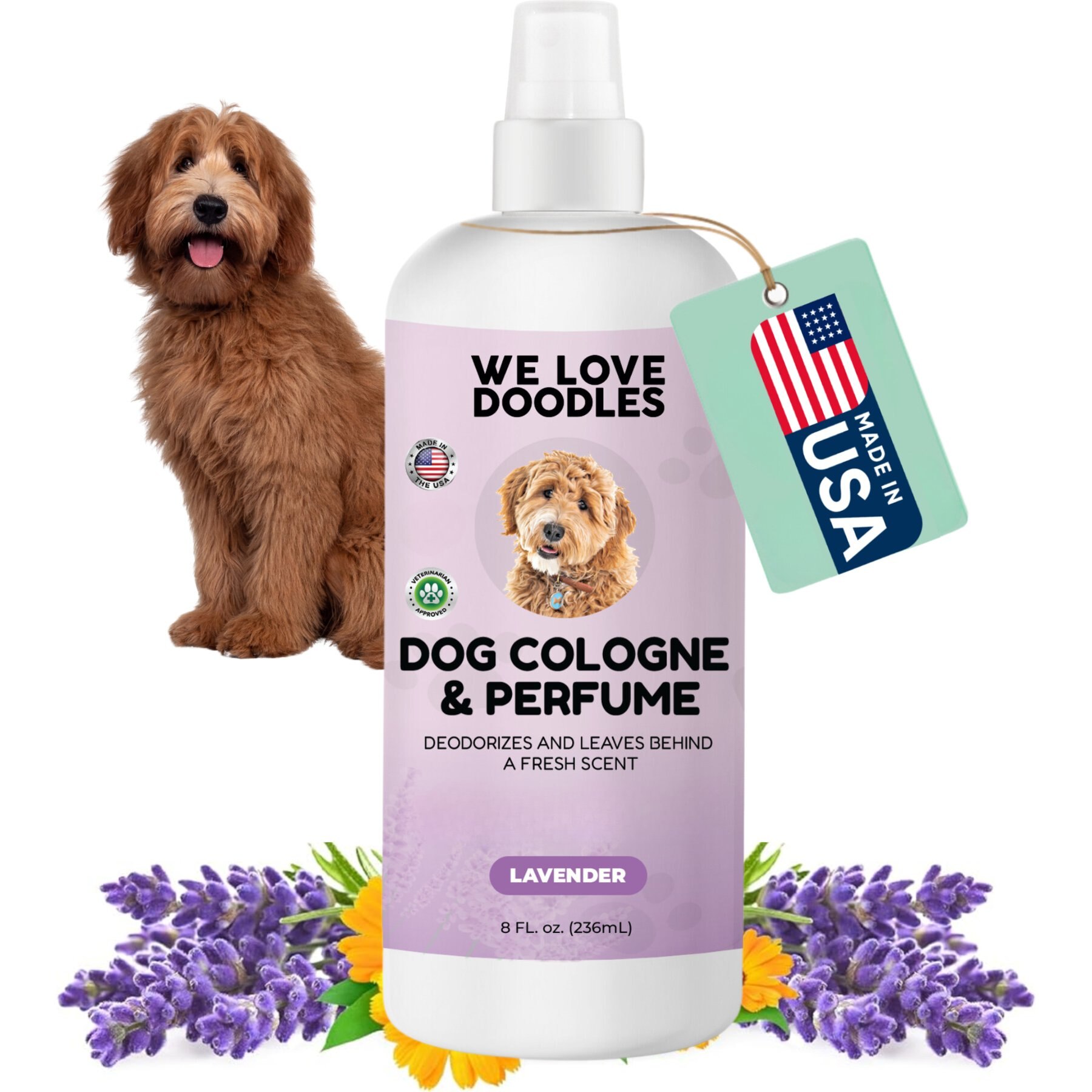 We Love Doodles Organic Professional Deodorizing Lavender Scent Dog Cologne & Perfume, 8-fl oz