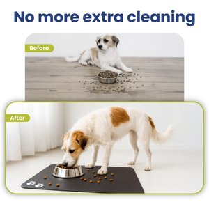 PawsPik Fast Absorbing Cat & Dog Food Mat, Black, Large