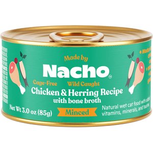 Made by Nacho Wild-Caught Chicken & Herring Recipe with Bone Broth Minced Wet Cat Food, 3-oz can, case of 6