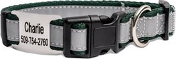 GoTags Reflective Adjustable Personalized Nameplate Dog Collar, Hunter Green, Large: 18 to 26-in neck, 1-in wide