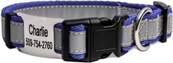 GoTags Reflective Adjustable Personalized Nameplate Dog Collar, Lavender, Medium: 14 to 20-in neck, 3/4-in wide