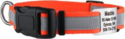 GoTags Reflective Adjustable Personalized Nameplate Dog Collar, Orange, Large: 18 to 26-in neck, 1-in wide