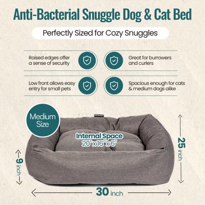 Show full view: DANISH DESIGN Anti-Bacterial Snuggle Dog & Cat Bed, Grey, Medium slide 2 of 7