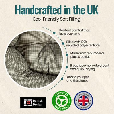 Show full view: DANISH DESIGN Vintage Dogstooth Deluxe Slumber Dog & Cat Bed, Grey, Large slide 4 of 7