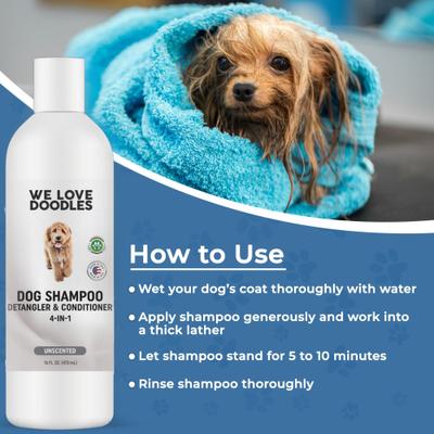 Show full view: We Love Doodles 4-in-1 Dog Shampoo, Unscented, 16-fl oz bottle slide 6 of 12