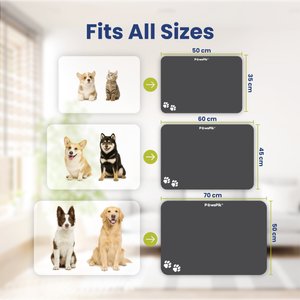 PawsPik Fast Absorbing Cat & Dog Food Mat, Black, Large