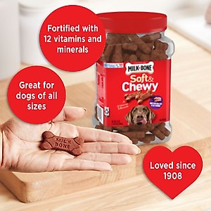 Milk-Bone Soft & Chewy Beef & Filet Mignon Recipe Dog Treats, 25-oz tub