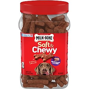Milk-Bone Soft & Chewy Beef & Filet Mignon Recipe Dog Treats, 25-oz tub