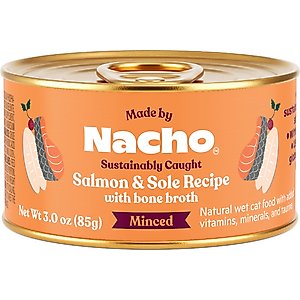 Made by Nacho Sustainably Caught Salmon & Sole Recipe with Bone Broth Minced Wet Cat Food, 3-oz can, case of 6