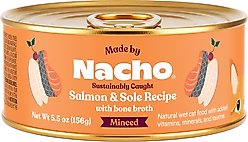 Made by Nacho Sustainably Caught Salmon & Sole Recipe with Bone Broth Minced Wet Cat Food, 5.5-oz can, case of 6