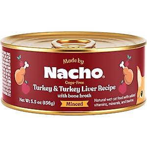 Made by Nacho Turkey & Turkey Liver Recipe Grain-Free Minced Wet Cat Food, 5.5-oz can, case of 6