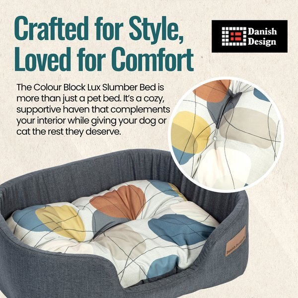 DANISH DESIGN Hypo-Allergenic Colour Block Steel Lux Slumber Dog & Cat Bed