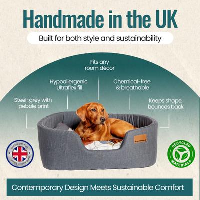 Show full view: DANISH DESIGN Hypo-Allergenic Colour Block Steel Lux Slumber Dog & Cat Bed, Steel, Large slide 4 of 8