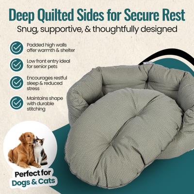 Show full view: DANISH DESIGN Vintage Dogstooth Deluxe Slumber Dog & Cat Bed, Grey, Large slide 3 of 7