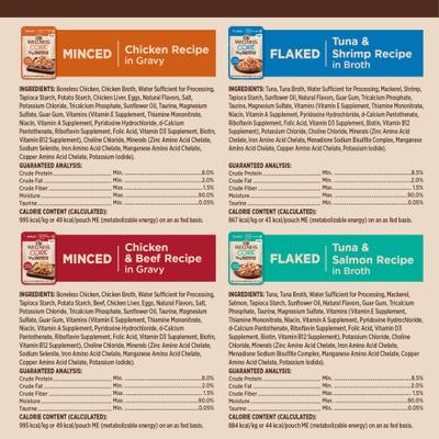 Show full view: Wellness CORE Tiny Tasters Adult Seafood & Poultry Variety Pack Grain-Free Wet Cat Food, 1.75-oz pouch, 12 count slide 7 of 10