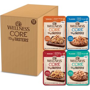 Wellness CORE Tiny Tasters Adult Seafood & Poultry Variety Pack Grain-Free Wet Cat Food, 1.75-oz pouch, 12 count