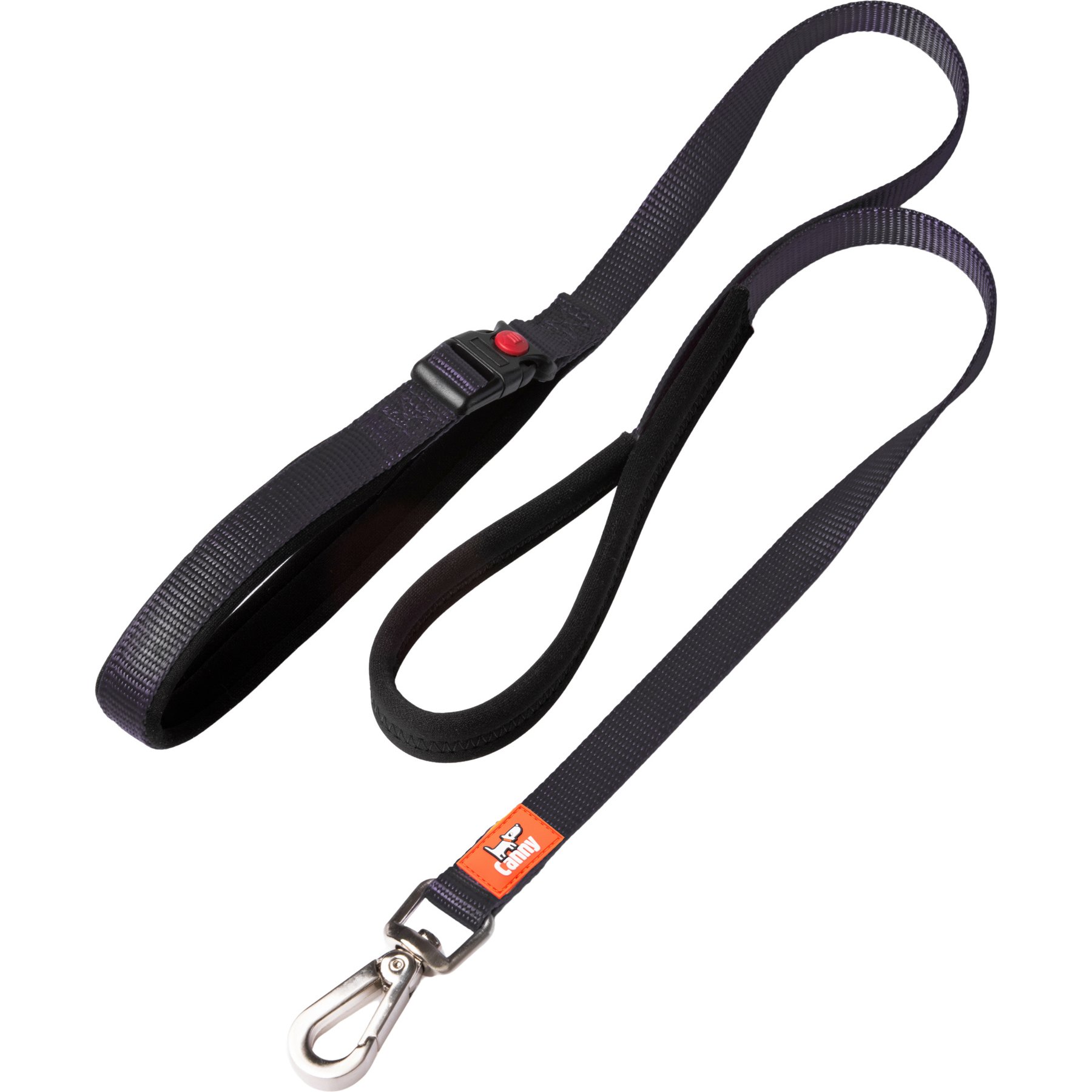 Canny Connect Dog Leash with Lockable Fixed Point Buckle, Black, 0.5-in wide