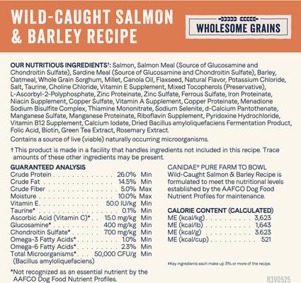 Show full view: CANIDAE Pure Farm to Bowl Wild-Caught Salmon & Barley Recipe Dry Dog Food, 22-lb bag slide 4 of 9
