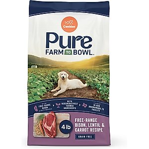 CANIDAE Pure Farm to Bowl Free-Range Bison, Lentil & Carrot Recipe Dry Dog Food, 4-lb bag