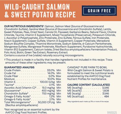 Show full view: CANIDAE Pure Farm to Bowl Wild-Caught Salmon & Sweet Potato Recipe Dry Dog Food, 22-lb bag slide 5 of 10