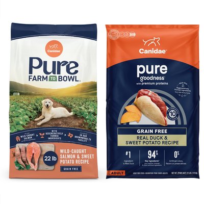 CANIDAE CANIDAE PURE Goodness Limited Ingredient Duck & Sweet Potato Recipe + Pure Farm to Bowl Salmon & Sweet Potato Recipe Dry Dog Food