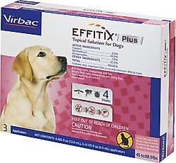 Virbac EFFITIX Flea & Tick Spot Treatment for Dogs, 45-88.9 lbs, 3 Doses (3-mos. supply)