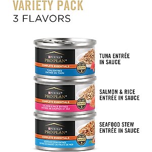 Purina Pro Plan Seafood Favorites Variety Pack Canned Wet Cat Food, 3-oz, case of 24