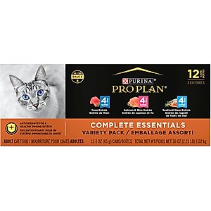 Purina Pro Plan Seafood Favorites Variety Pack Canned Wet Cat Food, 3-oz, case of 24