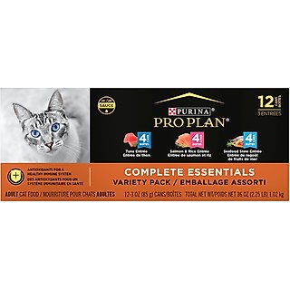 Purina Pro Plan Seafood Favorites Variety Pack Canned Wet Cat Food, 3-oz, case of 24 slide 1 of 9