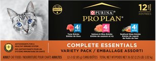 Purina Pro Plan Seafood Favorites Variety Pack Canned Wet Cat Food, 3-oz, case of 24