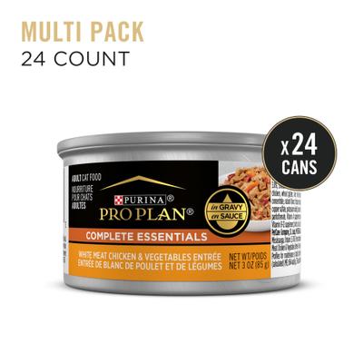 Show full view: Purina Pro Plan Adult White Meat Chicken & Vegetable Entree in Gravy Canned Cat Food, 3-oz, case of 24 slide 3 of 12