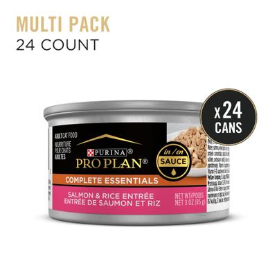 Show full view: Purina Pro Plan Adult Salmon & Rice Entree in Sauce Canned Cat Food, 3-oz, case of 24 slide 3 of 12