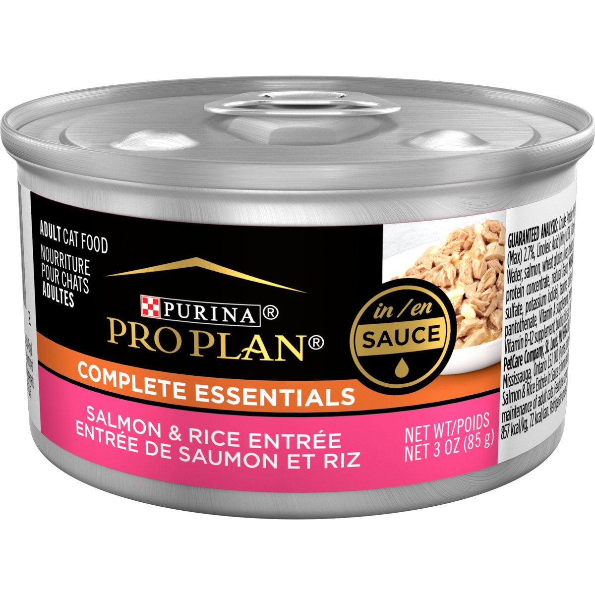 Purina Pro Plan Adult Salmon & Rice Entree in Sauce Canned Cat Food, 3-oz can, case of 4