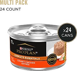 Purina Pro Plan Complete Essentials Classic Chunky Chicken Entree Adult Wet Cat Food, 3-oz can, case of 24 slide 2 of 8