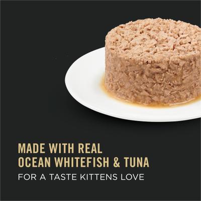 Show full view: Purina Pro Plan Kitten Flaked Ocean Whitefish & Tuna Entree Canned Cat Food, 3-oz, case of 24 slide 4 of 12