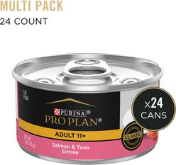 Purina Pro Plan Focus Adult 11+ Classic Salmon & Tuna Entree Canned Cat Food, 3-oz, case of 24 slide 2 of 9