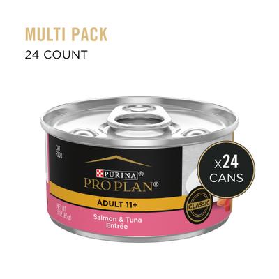 Show full view: Purina Pro Plan Focus Adult 11+ Classic Salmon & Tuna Entree Canned Cat Food, 3-oz, case of 24 slide 3 of 11