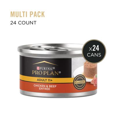 Show full view: Purina Pro Plan Focus Adult 11+ Classic Chicken & Beef Entree Canned Cat Food, 3-oz, case of 24 slide 3 of 11