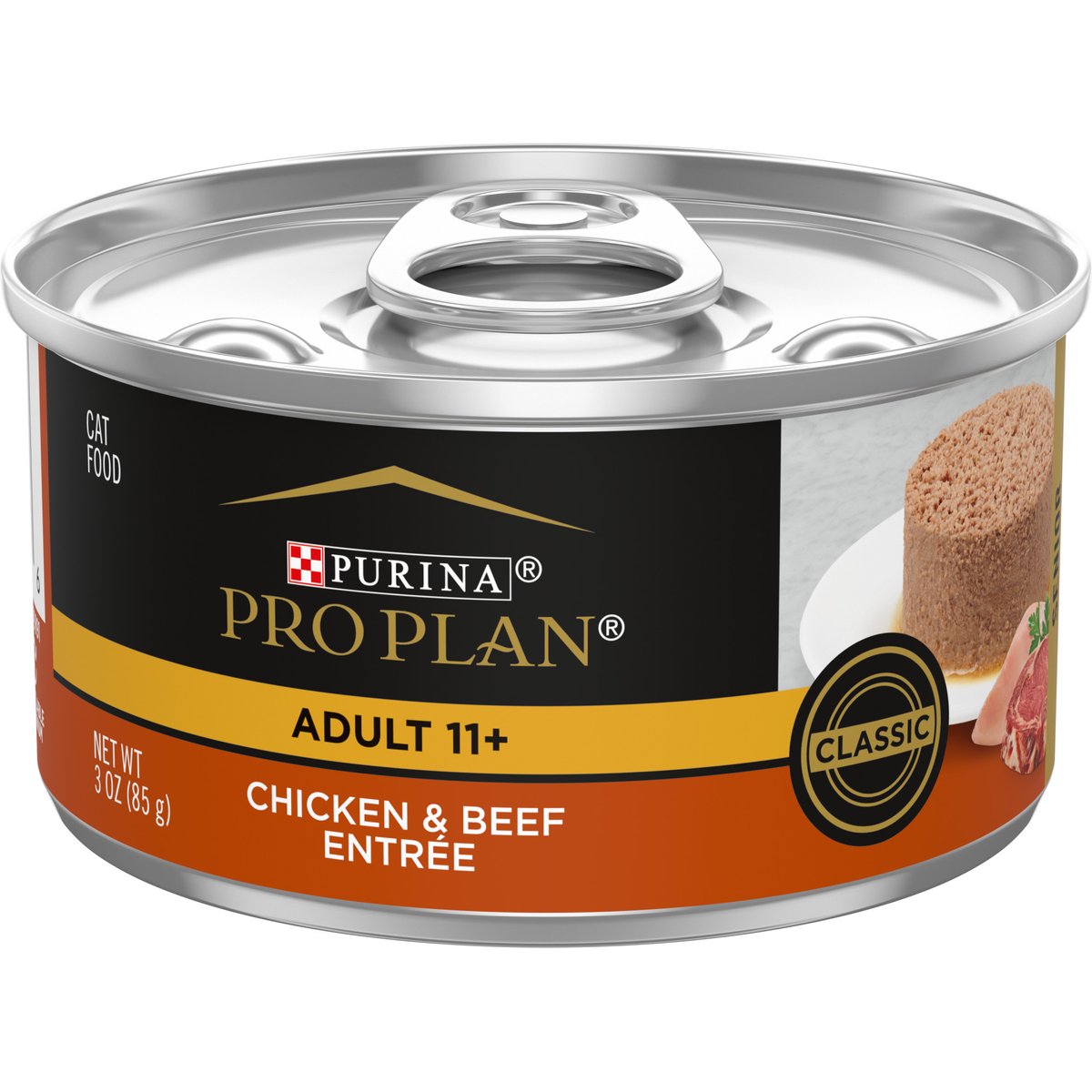 Purina Pro Plan Focus Adult 11+ Classic Chicken & Beef Entree Canned Cat Food, 3-oz can, case of 4