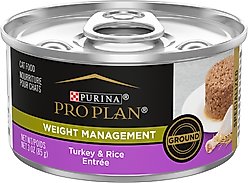 Purina Pro Plan Focus Adult Weight Management Ground Turkey & Rice Entree Canned Cat Food, 3-oz, case of 24