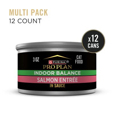 Show full view: Purina Pro Plan Focus Adult Indoor Care Salmon & Rice Entree in Sauce Canned Cat Food, 3-oz, case of 24 slide 3 of 13