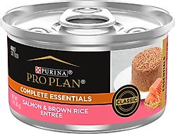 Purina Pro Plan Complete Essentials Adult Salmon & Brown Rice Entree Classic Canned Cat Food, 3-oz, case of 24